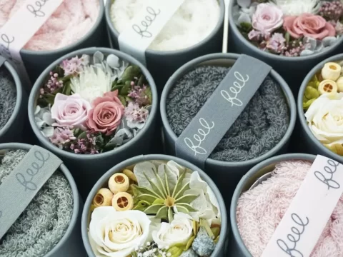 育てるタオルとプリザーブドフラワーのギフトセット